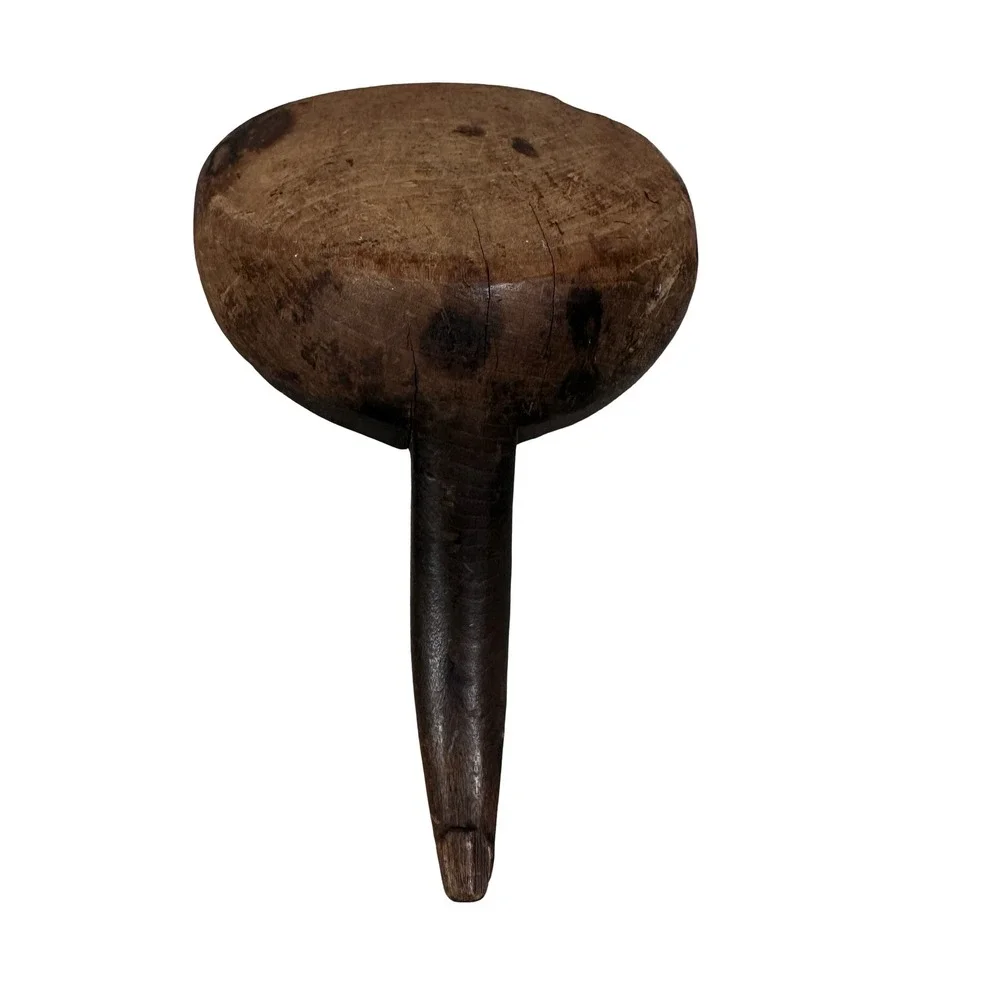 Antique Primitive Hand Carved Wooden Dough Scoop Butter Paddle Rustic Brown 8.5